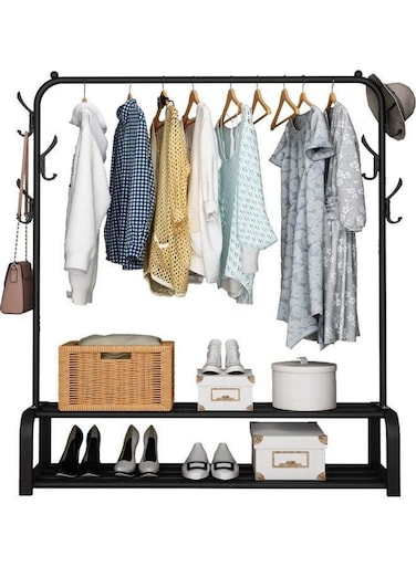 Clothes Organizer And Holder Coated Metal Rack Black