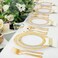 7'' White &amp; Gold Disposable Plastic Plates &ndash; 24g, Sturdy &amp; Elegant &ndash; Pack of 120 plates