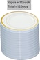 10" Disposable Plastic Plates, White &amp; Gold Color, 46g Weight, Pack of 120 Plates