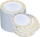7.5'' White &amp; Gold Disposable Plastic Plates &ndash; 24g, Sturdy &amp; Elegant &ndash; Pack of 120 plates