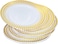 10" Disposable Plastic Plates, White &amp; Gold Color, 46g Weight, Pack of 120 Plates