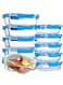 Glass Meal Prep Containers (10 Pcs Rectangle) Glass Food Storage Containers With Lids Glass Lunch Box Portion Control Airtight Glass Bento Box Lunch Containers 10p Rectangle Dark Blue