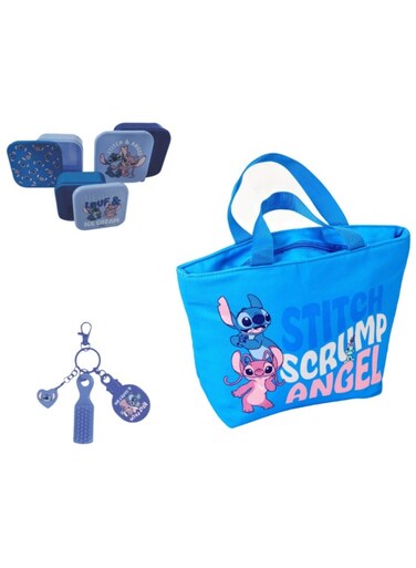Stitch insulated bag set with 3 pcs food containers and key chain