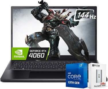 acer Nitro V 15 Gaming Laptop, Intel 10-Core i7-13620H, 15.6&quot; 144Hz FHD IPS Display, NVIDIA GeForce RTX 4060 8GB GDDR6, 32GB DDR5 RAM, 1TB SSD, W/128GB Portable SSD, Windows 11 Home