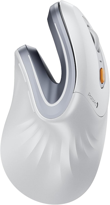 ProtoArc Ergonomic Mouse, EM11 NL Wireless Vertical Mouse, Ergo Mouse with Multi-Device, USB-C Rechargeable Mice for Windows, Mac OS, PC/Notebook/Laptop,White