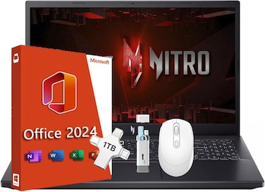 acer Nitro V 15 Gaming Laptop, Intel i9-13900H Up to 5.4GHz, GeForce RTX 4060, 15.6&quot; 144 Hz IPS Display, 64 GB DDR5, 1 TB SSD, Wi-Fi 6, Backlit Keyboard, Windows 11 Pro, Gaming Mouse, 256GB UFD