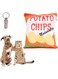 PETSARY Plush Naturally Potato Chip Dog Squeaky Toy With 1 pcs Free ID TAG - Soft Bite Resistant Chips Snack Shaped Dog Chew - Interactive Plush Snack Toy - Funny Squeaker Stuffed Toy - Orange
