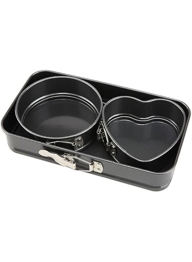 ECVV Springform Pan Mini Baking Mold Leakproof Nonstick Removable Bottom Bakeware for Mini Cheesecakes, Pizza Bakeware for Baking Delights   3 Pieces Round,Heart,Rectangle