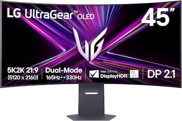 شاشة ال جي 45 انش 45GX90SA-B.AMA - OLED 240Hz WQHD منحنية للالعاب مع معدل تحديث 240Hz / 0.03 مللي ثانية