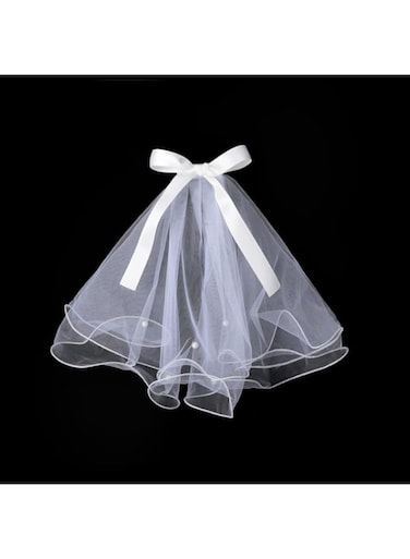 Gigicloud Dog Veil Dress Bride Costume Pet Wedding Veil with Clip Handmade Dog Hair Bow Veil Headwear Dog Hair Accessories for Valentines Day Wedding Party Decoration One Size