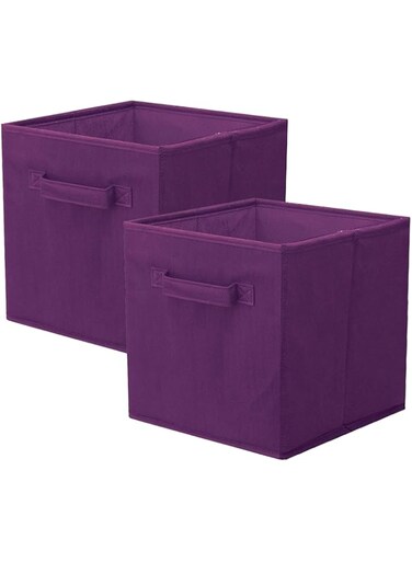 PowerKing Storage Bins, Foldable Fabric Storage Cubes And Cloth Storage Organizer Drawer For Closet And Toys Storage,2 Pack，Purple