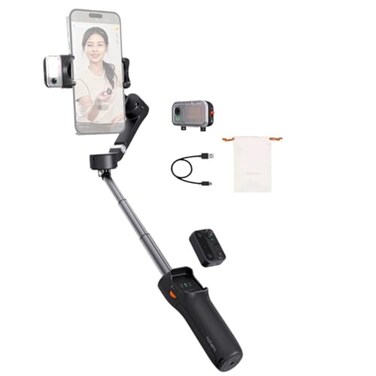 Hohem Gimbal Stabilizer For Smartphone iSteady V3,Portable Phone Stabilizers With Al Tracker Detachable Remote Control Built-In Extension Rod/Tripod 3-Axis Stabilization 3-Color Fill Light
