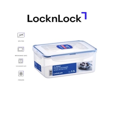 LocknLock 2.3L Rectangular Airtight Food Container with Divider - BPA-Free, Microwave, Freezer, and Dishwasher Safe