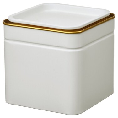 Tin with Lid, Off-White, 10x10x10 cm