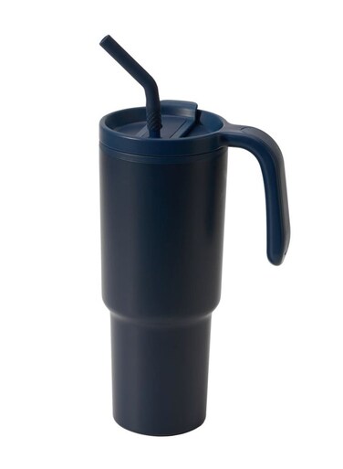 Larsen Forza 360 Recycled Stainless Steel Tumbler Eco-Friendly Spill-Proof Tumbler with 360&Acirc;&deg; Branding Best for Men Women &amp; Kids - 900 ml Navy Blue
