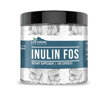 Earthborn Elements Inulin Fos (200 Capsules) 100% Pure &amp; Natural From Jerusalem Artichoke, Non-GMO &amp; Gluten-Free (1200 Mg Serving)