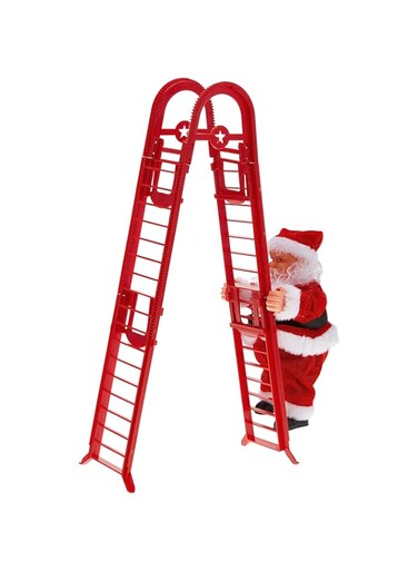 Christmas Double Ladder Santa Toy Figure, 10-Inch Size