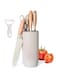 E-far 6-Piece Kitchen Knife Set, Stainless Steel Khaki Professional Knife Set for Chef, Super Sharp Knife Set with Universal Block for Home Restaurant