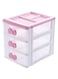 Khazna Lovely Girls Receiving Storage Cabinets Box Room Desktop Makeup Organizer With Three-tier Desk Receiving Drawers Pink Bowknot