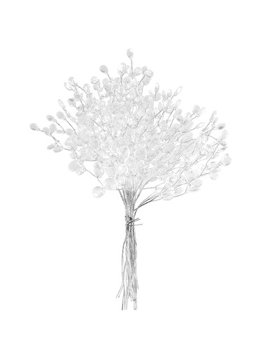 ROSENICE 50pcs Artificial Flower Stem with Crystal Acrylic Bead Drop 16cm (White)