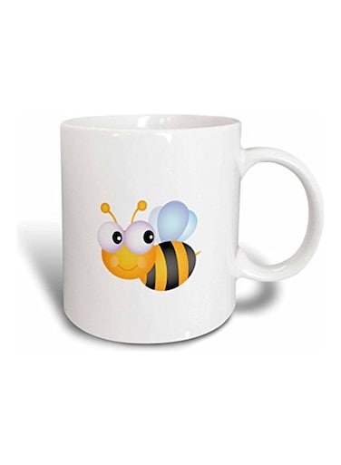 Happy Honeybee Printed Mug White/Yellow/Black