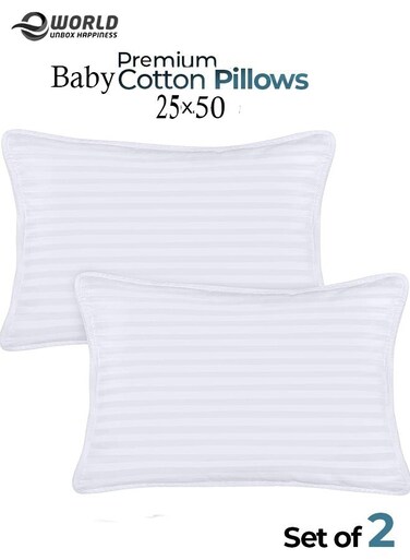 Pack of 2 Toddler Baby Pillow Sleeping Cotton Blend Shell with Polyester Filling for Home and Hotel Room