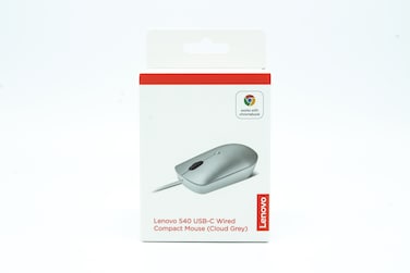 Lenovo 540 USB-C Wired Compact Mouse, 4 Button, Adjustable 2400 DPI, Left or Right Hand, GY51D20877, Cloud Grey