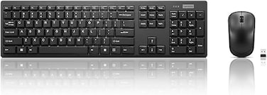 Lenovo 100 Wireless Keyboard and Mouse Combo &ndash; Cordless Set with Spill Resistant Quiet Keys &ndash; 3-Zone Keyboard - Ambidextrous Mouse &ndash; Compact Design &ndash; Wireless USB -Black
