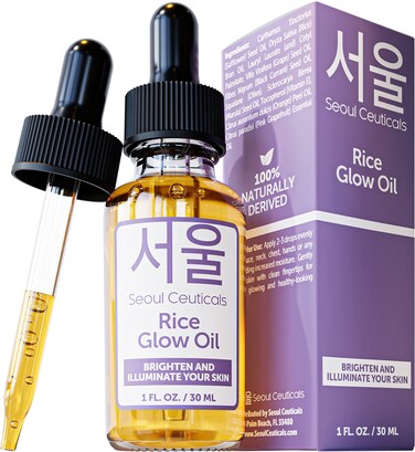 SeoulCeuticalsRice Bran Oil for Skin - Korean Skin Care Facial Glow Oil With Squalane &amp; Vitamin E - Cruelty Free K Beauty Skincare for Glass Skin 1oz