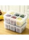 Fridge Organizer With Lid and 6 Compartments,Food Storage Containers,Fruit Vegetable Storage Containers,BPA-Free Plastic Fresh Keeper Set For Salad Lettuce 6 Compartments in Each Box (2 SET)