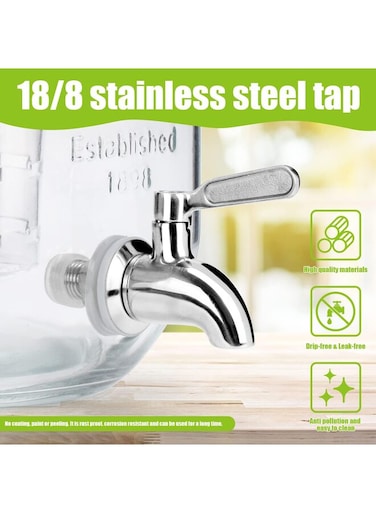 Capacity Glass Drink Dispenser - Leakproof Beverage Water Dispenser with Stainless Steel Tap, Perfect for Home Kitchen, Party, Office, and Outdoor Use