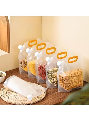 PCS Food Sealing Bags For Storage, Rice Sorting Bags, Transparent Insect-Proof Food Storage Sealable bag, Stand Up Sealed Packaging Bags With Nozzle, Reusable Food Storage Bags (5L)