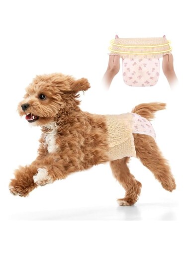 TERRIFI Dog Diapers for Female, Disposable Puppy Diapers with Stretchy Waist, Pull-Up Wraps for Dogs in Heat, Super Absorbent and Leak-Proof Design, 10PCS, Ideal for Medium Dogs (M)