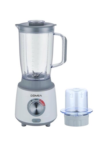 DOMEA 2-in-1 Blender &amp; Grinder, 600W High-Speed Motor, 1.8L Juice Blender Jar + 300 ml Grinder Jar, 2-Speed + Pulse Function, Stainless Steel Blade, Ice Crushing, Coffee Grinding, Countertop Blender