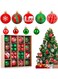 Goodern 42 Pcs Christmas Tree Balls Ornaments Hanging Christmas Balls Glitter Plastic Xmas Tree Baubles Christmas Tree Pendant Ball Foam Xmas Balls for Christmas Holiday Party Home Decoration-Green