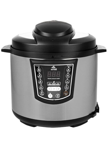 evvoli 9-in-1 Multi-Use Programmable Pressure Cooker, 6L, 1000W, Digital LED Display, EVKA-PC6009B, Black