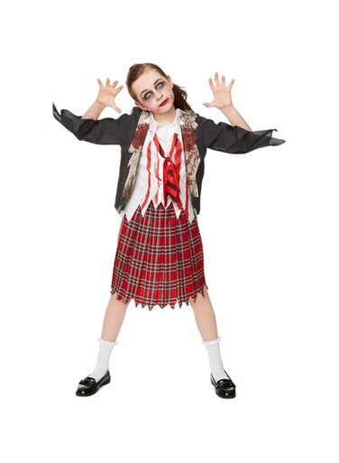 Mad Toys Trick Or Treat Zombie School Girl Child Red, 9-10 Years, 84565Xl