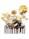 SYOSI Cake Decorations 13Pcs Cake Toppers Kit Cupcake Topper with Golden Paper Fans Happy Birthday Acrylic Banner Sequins Balloon Fireworks Stars for Gold Theme Birthday Party Anniversary Cake Decor