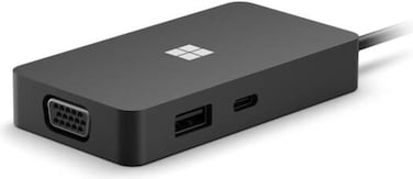Microsoft Surface USB-C Travel Hub, 1x USB-C 3.2, 1x USB-A 3.2, 1x Ethernet, 1x HDMI, 1x VGA Ports, 200mm USB-C Cable, Black   161-00005