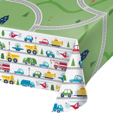 Transportation Time Paper Tablecover 54"x96"1CT
