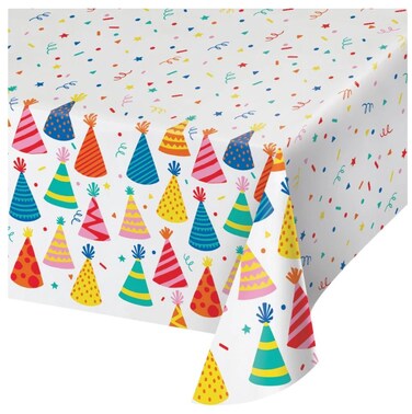 Hats Off Birthday Paper Tablecover 54"x96" 1Ct