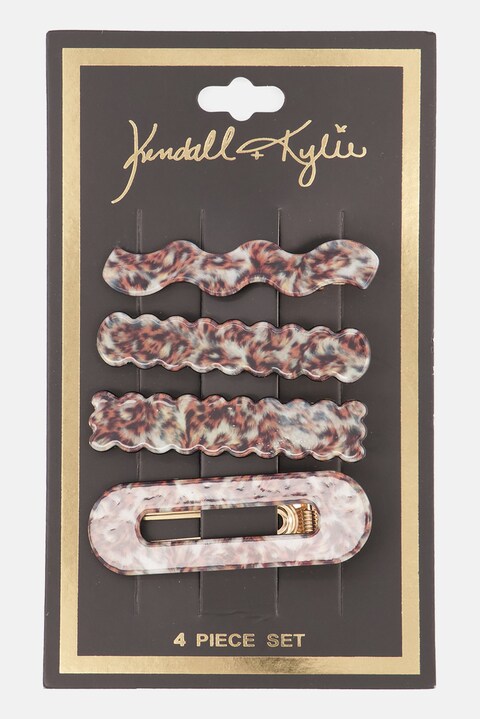Kendall Kylie Women 4 Pc Hair Clip Set Brown Combo