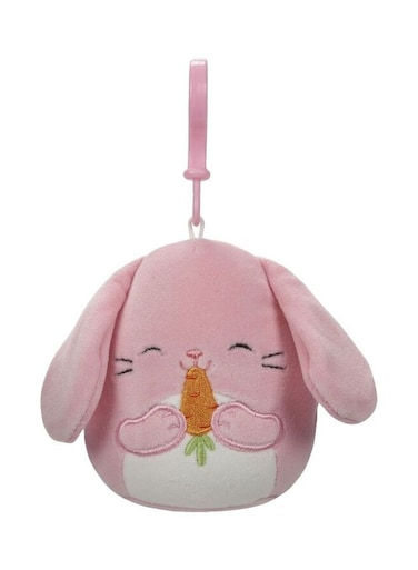 لعبة سكويشمالوز 3.5 بوصة على شكل أرنب وردي يقضم جزرة، قابلة للتعليق