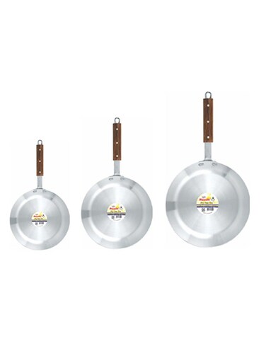 Metal Finish Frying Pan 3 Pcs Set 1x3 with Wooden Handle Original Made In Pakistan