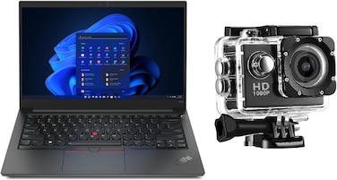 Lenovo ThinkPad E14 Gen 4 Business Laptop 14" FHD 300Nits Display 13thGen Core i5-1335U 16GB 512GB Intel Iris Xe Graphics FingerPrint Win11 Pro Black Free Pro HT Action Camera