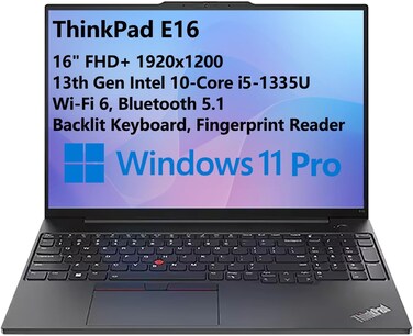 Lenovo ThinkPad E16 WUXGA 16-Inch Business Laptop, Intel 13th Gen 10-Core i5-1335U, 16GB DDR4 RAM, 512GB PCIe SSD, WiFi 6, Backlit Keyboard, Reader