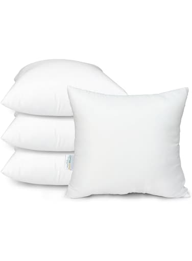 Cotton Home Casual Bedding Throw Pillows Insert Cushion Filler Outer Cover Microfiber Filling 350 grams Ultra Soft Fiber Size 40x40cm / 16x16inch Cushion Inserts Home Decor   White (Pack of 4)
