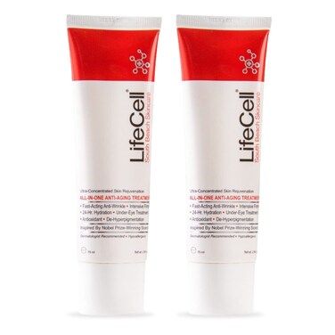 LifeCellGenuine South Beach Skincare All-in-One Anti-Aging Treatment - 2.54 oz, Pack of 2 - Reduce the Look of Wrinkles - Includes DMAE, Retinol, Hyaluronic Acid &amp; Vitamin C