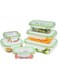 USA 6-Piece Glass Food Storage Set   Rectangle (370ml, 640ml, 1050ml, 1520ml) + Square (320ml, 800ml)   Leak-Proof Transparent Lids