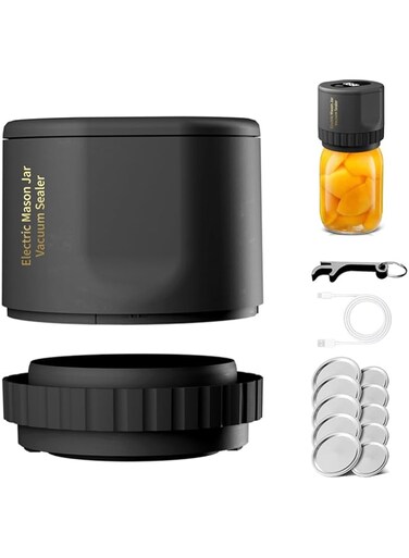WESTCH Mason Jar Sealer, Mason Jar Vacuum Sealer, Electric Mason Jar Vacuum Sealer Kit for Wide Mouth and Regular Mouth Mason Jars, Vacuum Sealing Machine for Food Storage (Black)